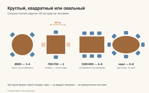Круглый, квадратный или овальный стол для кафе