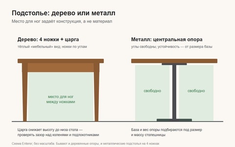 Подстолье из дерева или металла: что выбрать для кафе