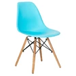 Пластиковый стул Eames Wood, цвет голубой