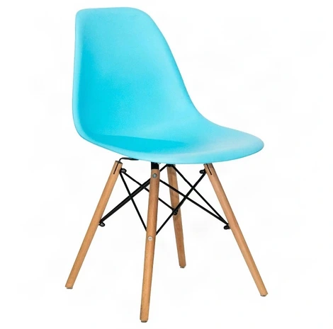 Пластиковый стул Eames Wood, цвет голубой